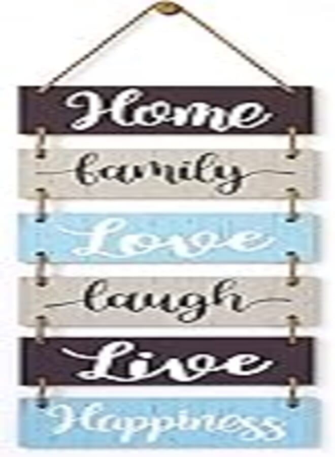 Buecasa Family Wall Decor Sign - Farmhouse Rustic Home Decoration for Living Room Bedroom - Inspirational Large Wall Hanging Plaque 6pcs 38x12 Inches