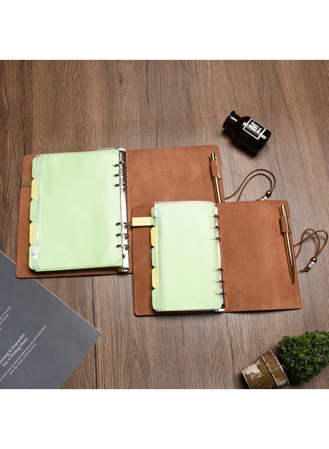 WONDERPOOL Leather Journal A6 Refillable 6 Ring Binder Notebook with Lined Paper and Pen,Writing Diary for Work Travel and Agenda Plan (A6, Brown) - Image 4