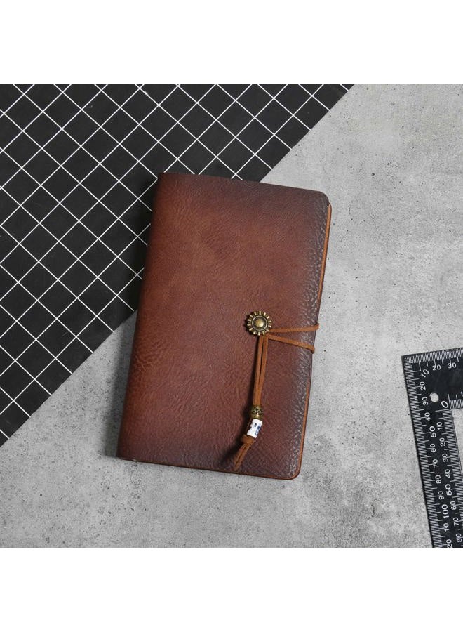 WONDERPOOL Leather Journal A6 Refillable 6 Ring Binder Notebook with Lined Paper and Pen,Writing Diary for Work Travel and Agenda Plan (A6, Brown) - Image 2