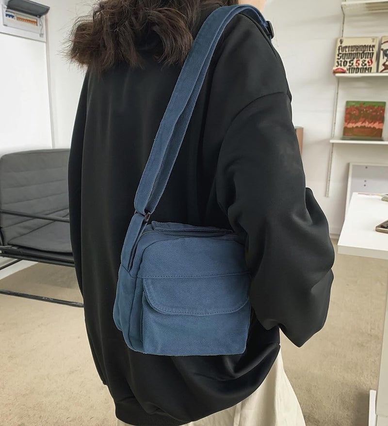 Collsants Small Crossbody Bag Cute Purse Mini Canvas Crossbody Purse Phone bag (dark blue) - Image 2