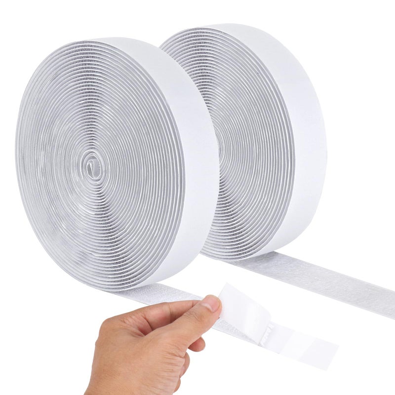 20Ft1 inch Hook and Loop Tape Roll with Heavy Duty Adhesive  Fastener Mounting Tapes Strips with Sticky Back for Sewing CraftingDIY Indoor or Outdoor Use