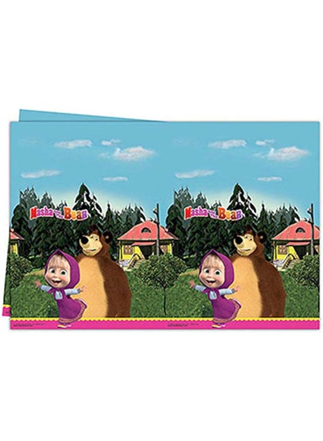 Ciao Masha and the Bear Party Tablecloth 120x180 cm – Large Plastic Table Cover for Kids Birthday Parties, Cartoon Themes, Decorations and Outdoor Celebrations
