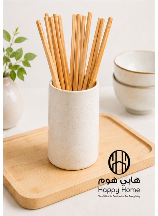 هابي هوم عيدان طعام من الخيزران الطبيعي من هابي هوم، 10 أزواج قابلة لإعادة الاستخدام بطول 25 سم، خفيفة ومتينة بسطح ناعم، عيدان يابانية للسوشي والنودلز والأطعمة الآسيوية - Image 4