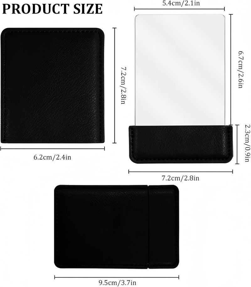 Tazweeq Portable Travel Mirror, Protective Cover, Stainless Steel Mirror Compact Ultra Thin, Rectangle Makeup Vanity Mirror Small, Handheld Mirror for Women, Girl, Purses, Pocket (Black) - Image 2