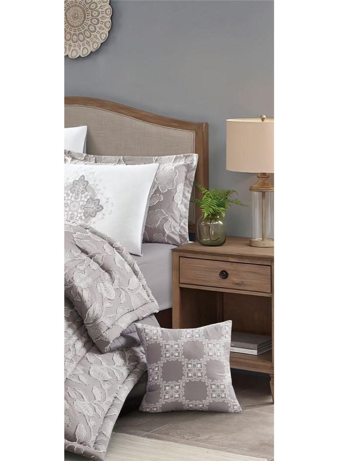 مينجلي مفرش سرير نفرين ملكي ذو طابع نقش ورق من خامات الميكروفايبر 6 قطع، مقاس اللحاف 260x240 سم - Image 4