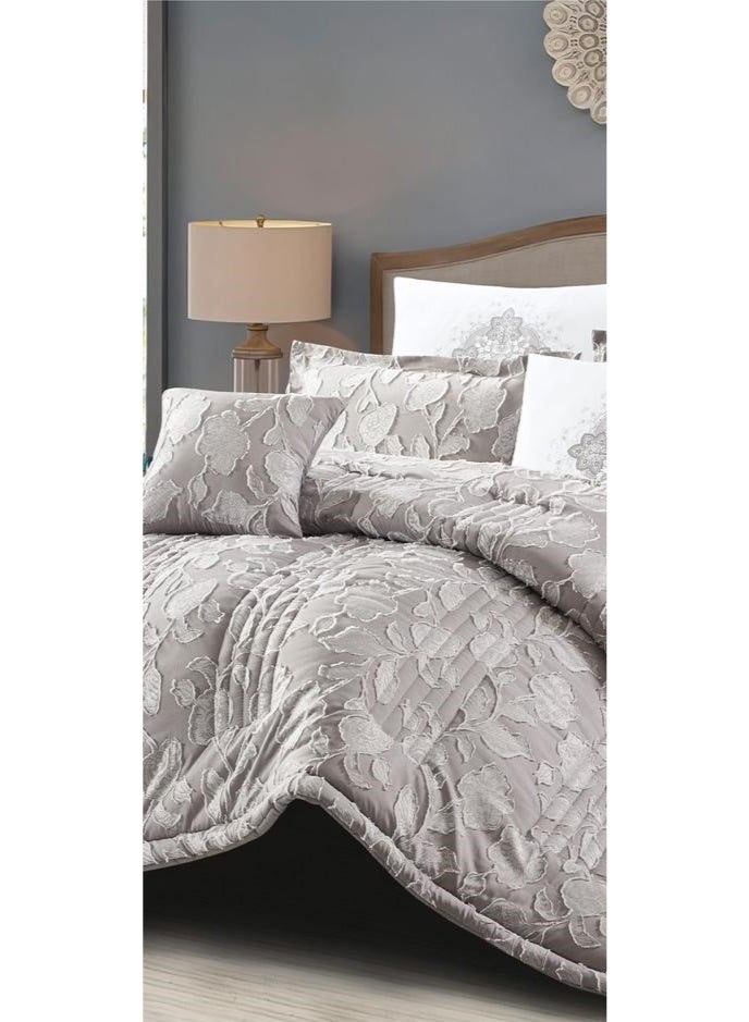 مينجلي مفرش سرير نفرين ملكي ذو طابع نقش ورق من خامات الميكروفايبر 6 قطع، مقاس اللحاف 260x240 سم - Image 3