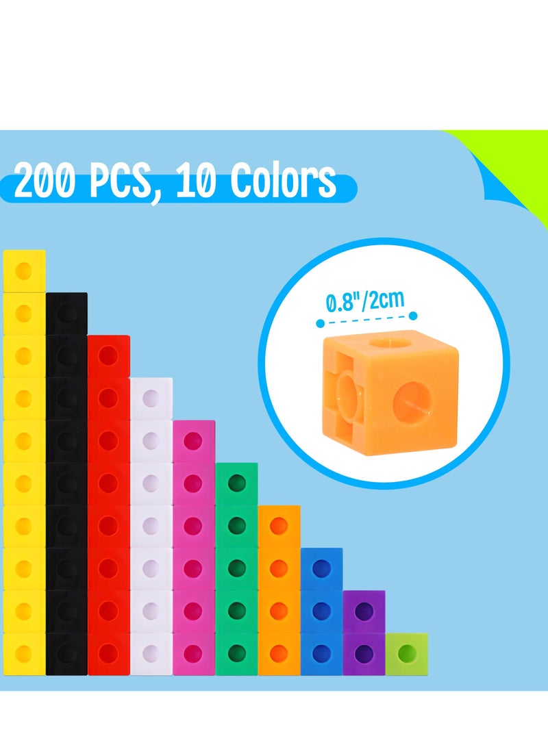 Mitoy 200 Pcs Math Link Cubes Set, Counting & Construction Blocks for Early  Learning - Image 2