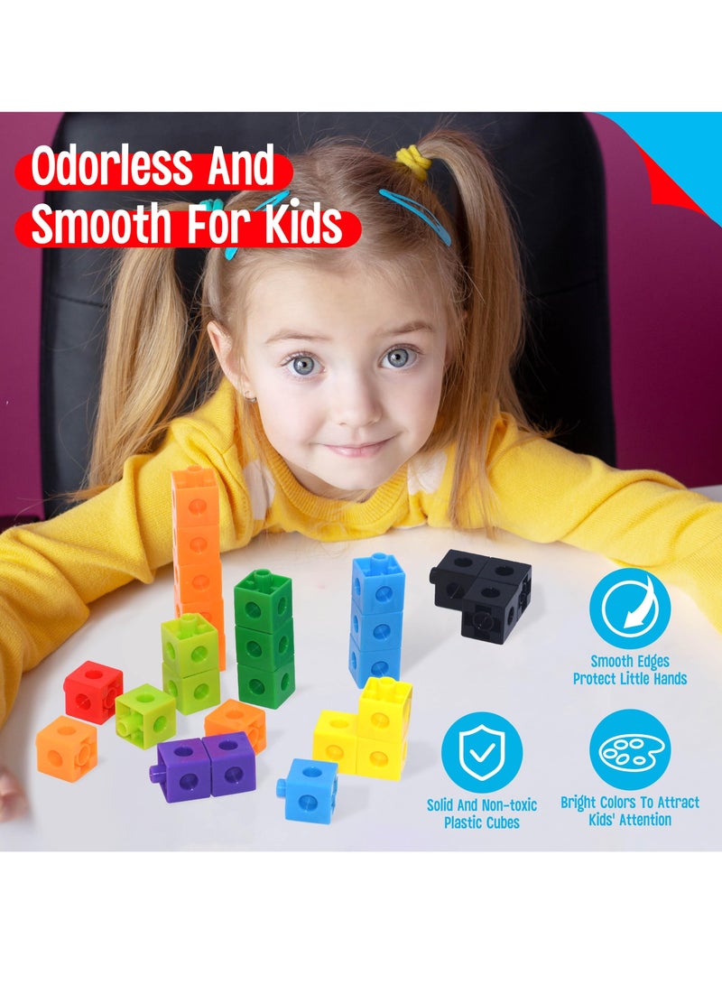 Mitoy 200 Pcs Math Link Cubes Set, Counting & Construction Blocks for Early  Learning - Image 3