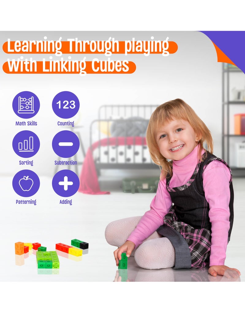 Mitoy 200 Pcs Math Link Cubes Set, Counting & Construction Blocks for Early  Learning - Image 4