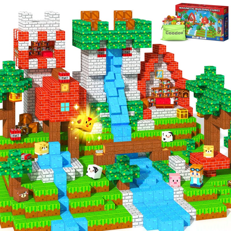 Coodoo 150 PCS Magnetic Blocks Toddler Toys Magnetic Tiles Building Toys Blocks Forest Set for Kids Aged 3 STEM Sensory Outdoor Toys Birthday Gifts Classroom Must Haves for Toddler Boys Girls 3 4 5 6 7 8 - Image 3