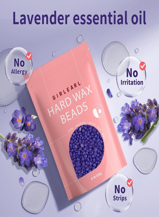 GIRLEARLE Hard Wax Beads, Wax for Women Sensitive Skin, 1lb, Lavender Formula, Hair Removal for Legs, Brazilian Bikini, Eyebrow, Facial and Full Body - Image 2