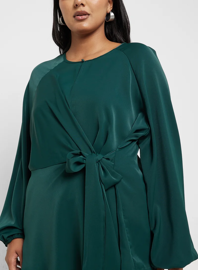Ginger Plus Knotted Belt Detail Blouse