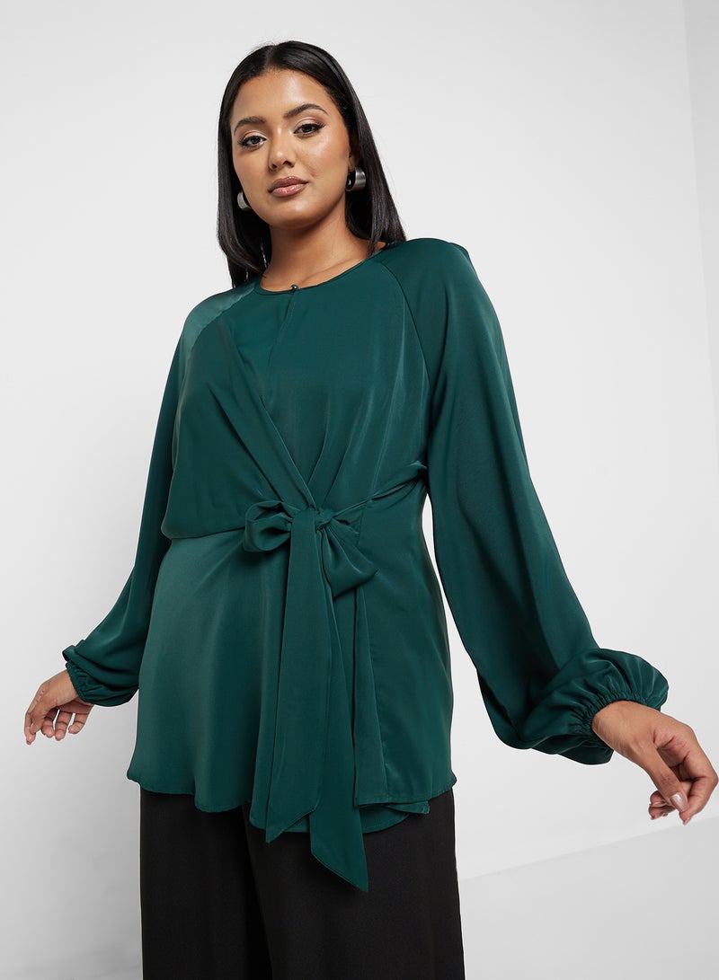 جينجر بلس بلوزة بحزام بعقدة - Image 1