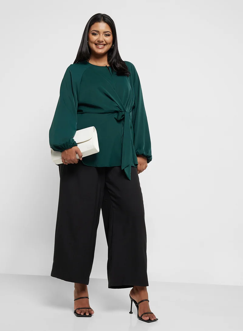 Ginger Plus Knotted Belt Detail Blouse