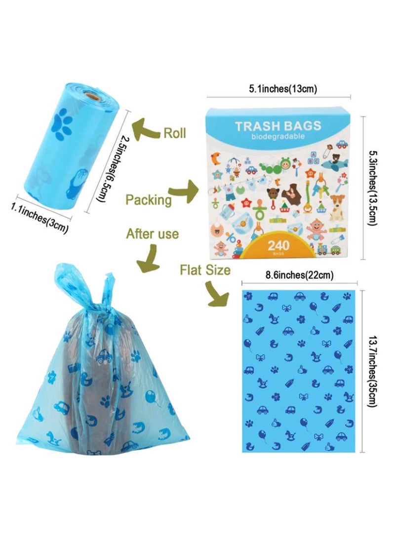 Bebiland - New 240-Piece Disposable Diaper Bag Refills with A Trash Bag Dispenser, Safe and Odour Control Biodegradable Baby Nappy Sacks for Collecting Nappies and Garbage, Blue - Image 1