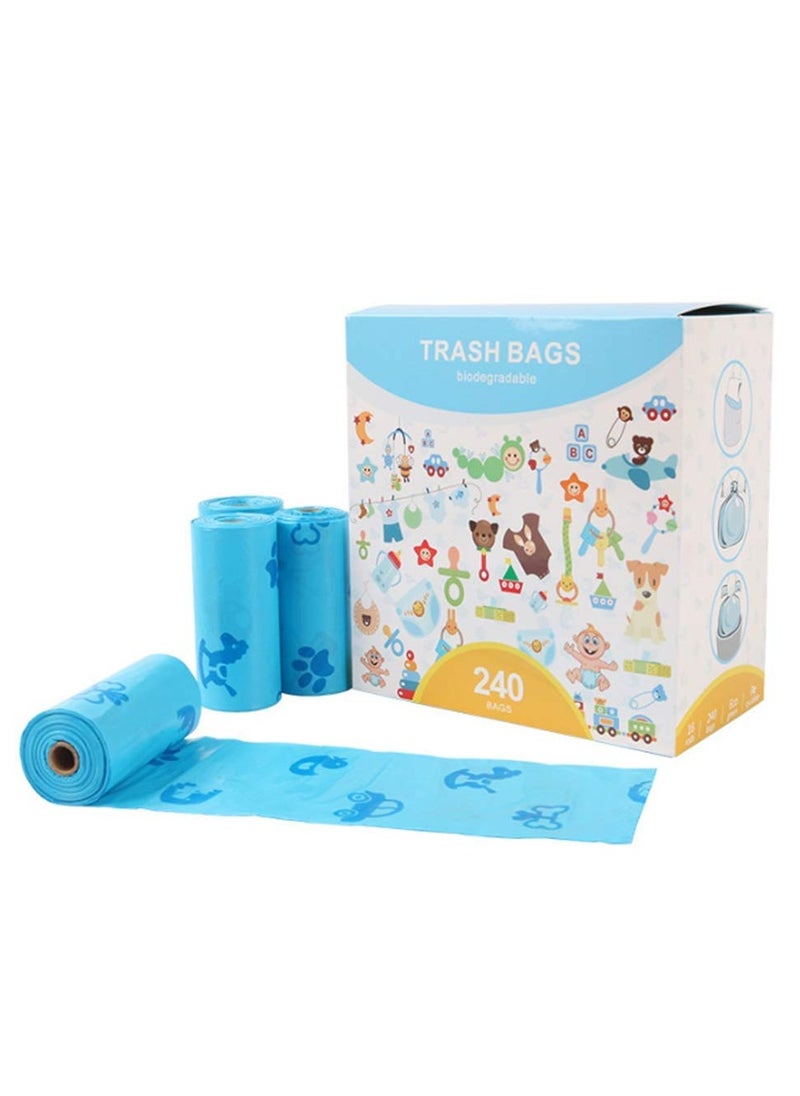 Bebiland - New 240-Piece Disposable Diaper Bag Refills with A Trash Bag Dispenser, Safe and Odour Control Biodegradable Baby Nappy Sacks for Collecting Nappies and Garbage, Blue - Image 1