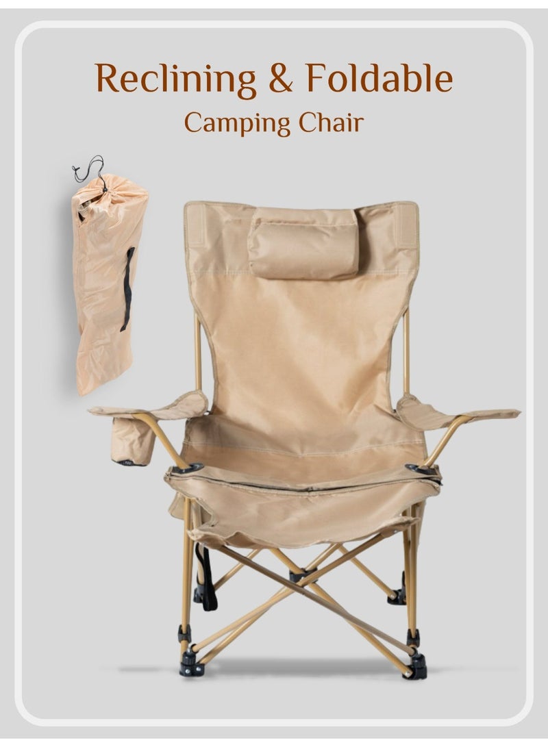 Raz Foldable Reclining Camping Chair with Footrest – 165cm Long, 4-Level Adjustable, 600D Oxford Fabric, Heavy-Duty 300kg Capacity - Image 1