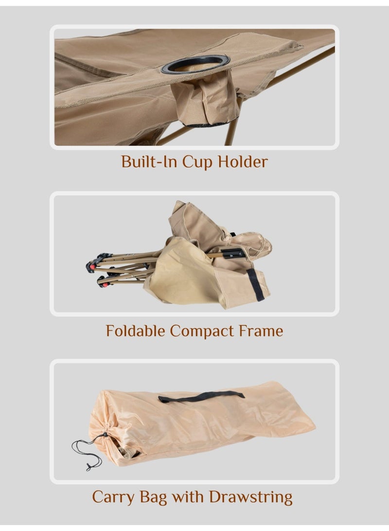 Raz Foldable Reclining Camping Chair with Footrest – 165cm Long, 4-Level Adjustable, 600D Oxford Fabric, Heavy-Duty 300kg Capacity - Image 4