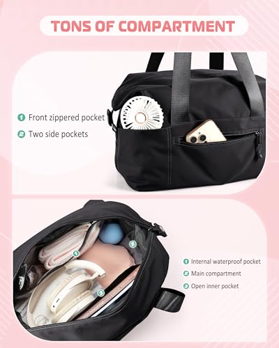 Smasrob Small Gym Bag with Yoga Mat Holder Wet Pocket and a Separate Pouch Small Gym Duffle Bag for Women with Detachable Crossbody Shoulder Strap Black - Image 3