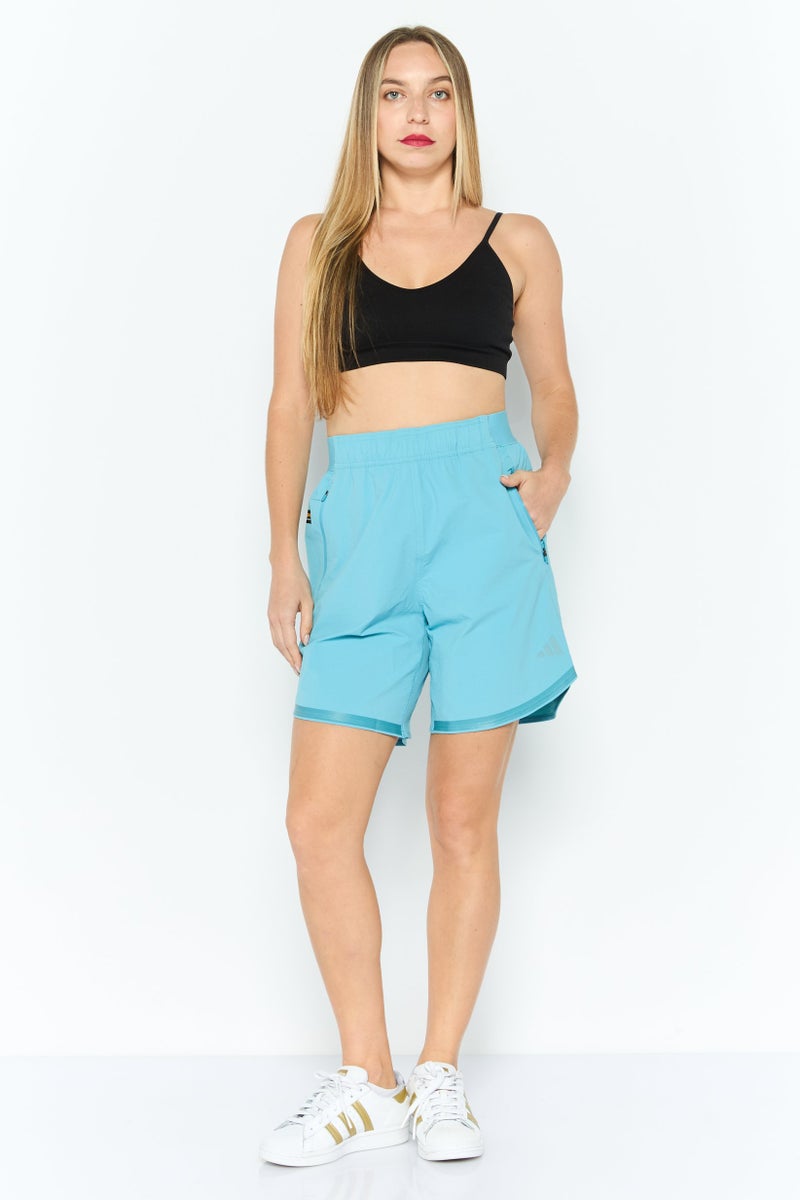 Adidas Women Sportswear Fit 7 Inseam Outdoors Shorts, Turquoise - Image 3