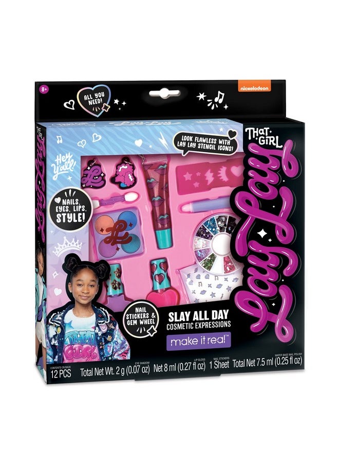 Make It Real That Girl Lay Lay: Slay All Day Cosmetic Expressions - 12 Piece Set, Make It Real, Nickelodeon, Nails-Eyes-Lips-Style!, Beauty & Makeup Kit, Nail Art, Tweens & Girls, Kids Ages 6+  - Image 1