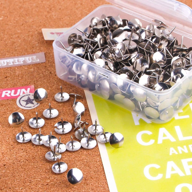 Yalis Thumb Tacks 500-count, 3/8-inch Steel Roundness Push Pins Office Tacks for Corkboard (Silver) - Image 3