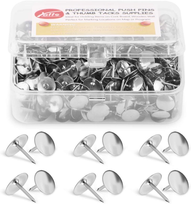 Yalis Thumb Tacks 500-count, 3/8-inch Steel Roundness Push Pins Office Tacks for Corkboard (Silver) - Image 1