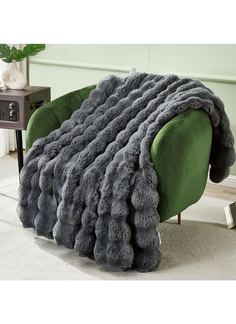 GT-Wheel - Luxury Plush Throw Blanket Super Soft Cozy Fuzzy Blanket Faux Rabbit Fur Blanket Lightweight Blanket - Image 1