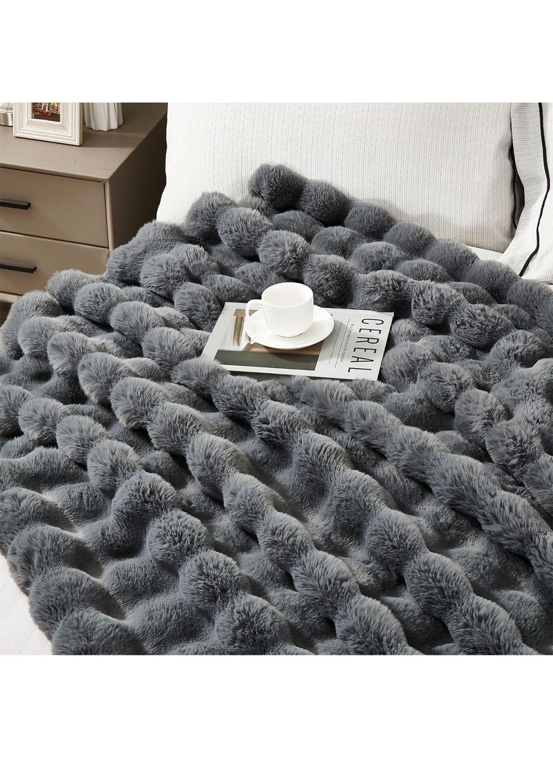 GT-Wheel - Luxury Plush Throw Blanket Super Soft Cozy Fuzzy Blanket Faux Rabbit Fur Blanket Lightweight Blanket - Image 1