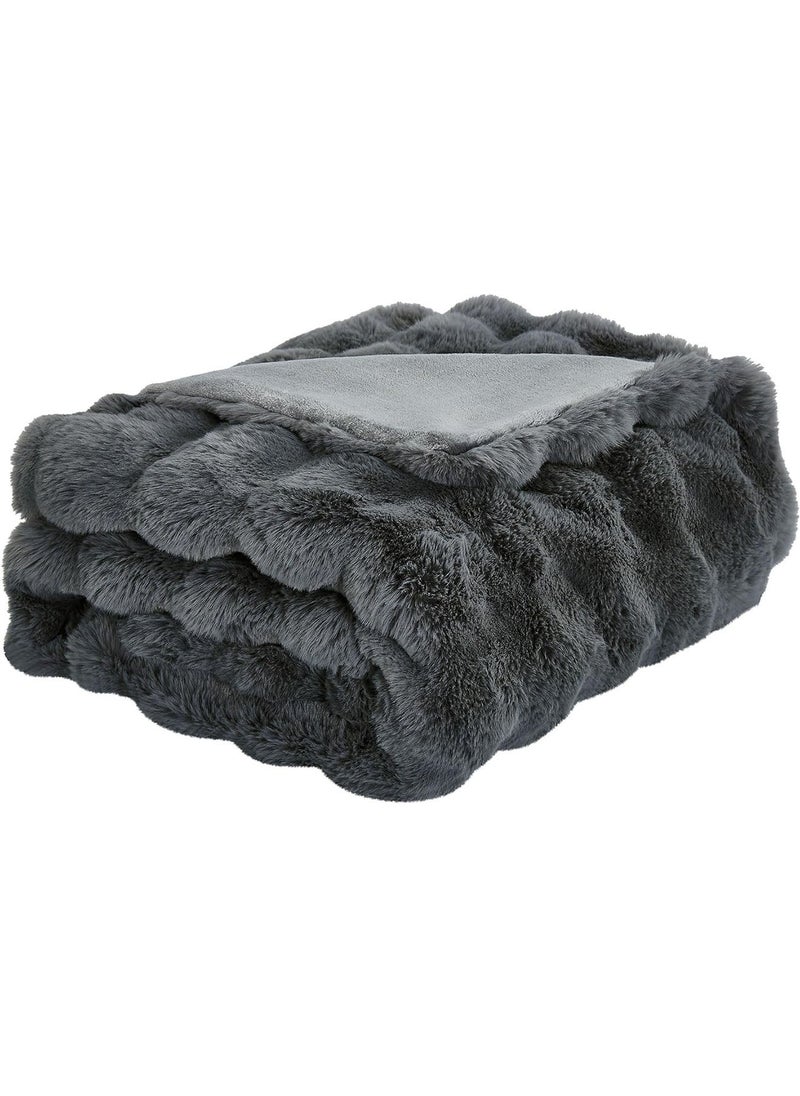 GT-Wheel - Luxury Plush Throw Blanket Super Soft Cozy Fuzzy Blanket Faux Rabbit Fur Blanket Lightweight Blanket - Image 1