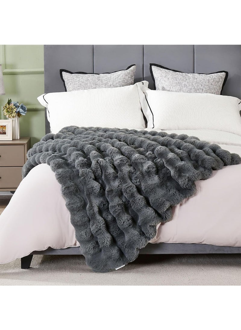 GT-Wheel - Luxury Plush Throw Blanket Super Soft Cozy Fuzzy Blanket Faux Rabbit Fur Blanket Lightweight Blanket - Image 1