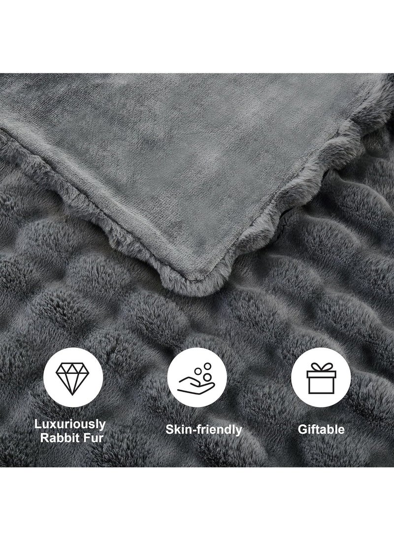 GT-Wheel - Luxury Plush Throw Blanket Super Soft Cozy Fuzzy Blanket Faux Rabbit Fur Blanket Lightweight Blanket - Image 1