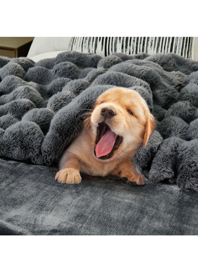 GT-Wheel - Luxury Plush Throw Blanket Super Soft Cozy Fuzzy Blanket Faux Rabbit Fur Blanket Lightweight Blanket - Image 1