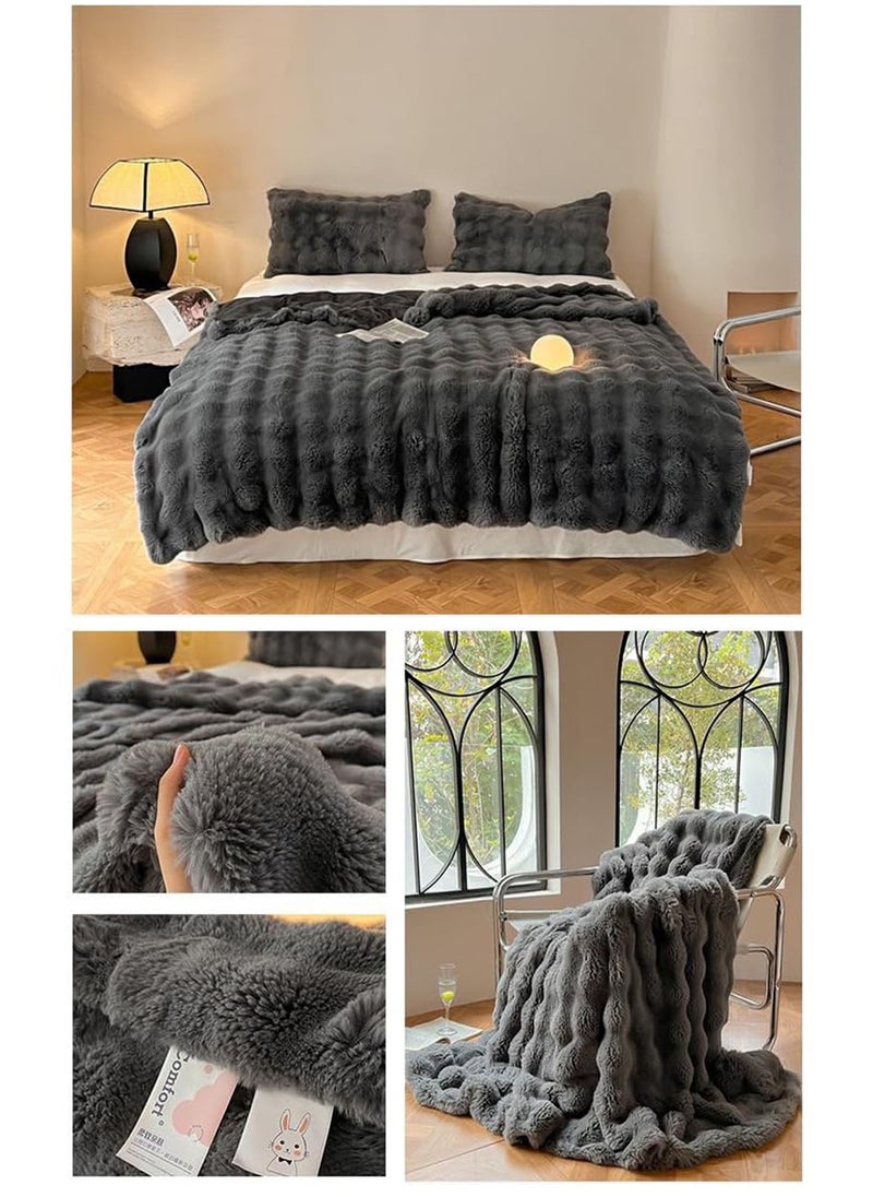 GT-Wheel - Luxury Plush Throw Blanket Super Soft Cozy Fuzzy Blanket Faux Rabbit Fur Blanket Lightweight Blanket - Image 1