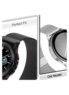 Y&D 2 Packs No Gap Metal Bands Compatible with Samsung Galaxy Watch 4 Band 40mm 44mm/ for Classic 42mm 44mm, Milanese Loop Stainless Steel Magnetic Strap Men Women, Black/Silver  - Image 2