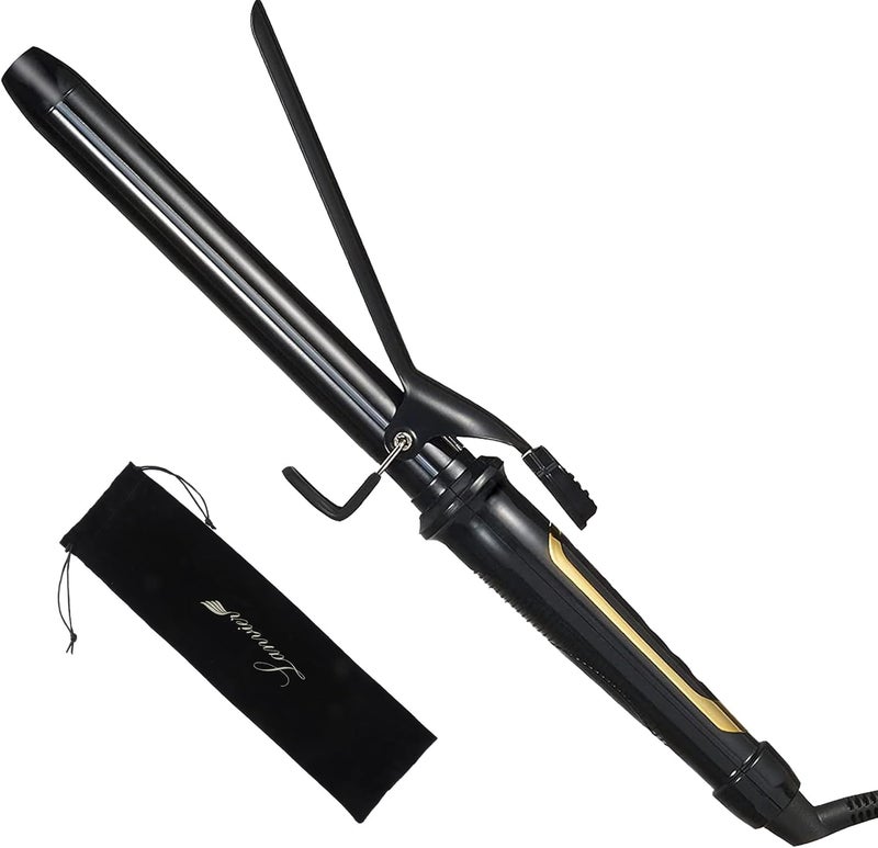 Lanvier 1 Inch Extra Long Hair Curling Iron with Ceramic Tourmaline Barrel Professional Hair Curler up to 450F with Dual Voltage for Worldwild Use Hair Waving Style Tool for GirlsWomenBlack