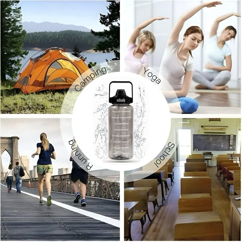 InfiniteEshop 2L Motivational Water Bottle with Time Marker BPA Free LeakProof Straw Bottle for Fitness Office School Gym and Travel PURPLE - Image 2