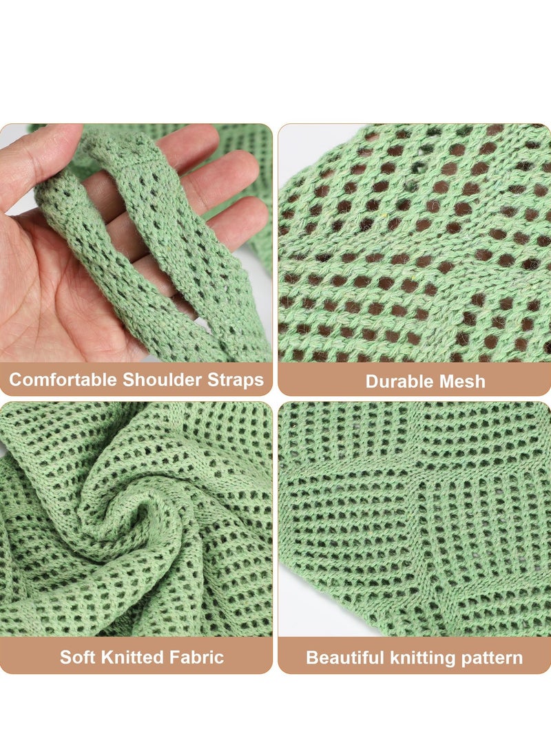 SYOSI Crochet Mesh Beach Tote Bag Shoulder Handbags Knitting Hollow Summer Hobo Aesthetic for Women, Green - Image 3