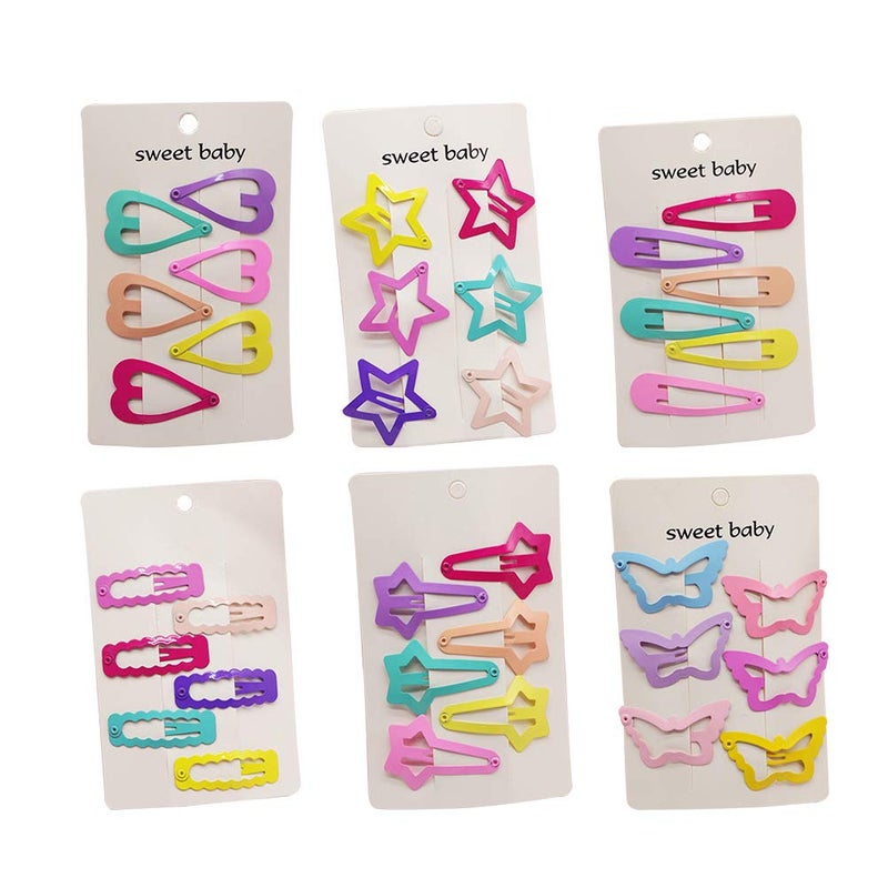 FRCOLOR 36 Pieces Snap Hair Clips for Girls Girls Hair Clips Colorful Cute Hair Clips Start Hair Clips Butterfly Hair Clips Metal Barrettes Candy Color Hair Accessories for Women Girls