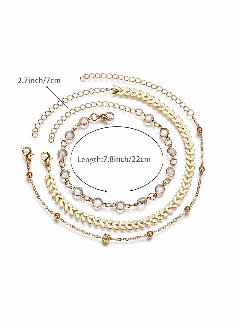 Excefore Three Layer Anklet Ankle Bracelet Foot Chain with Leaves Accessories Foot Jewelry - Image 2