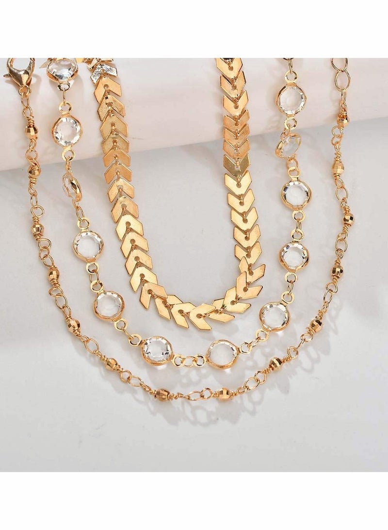 Excefore Three Layer Anklet Ankle Bracelet Foot Chain with Leaves Accessories Foot Jewelry - Image 3