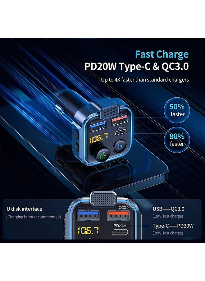 Mi VAZA - Car Bluetooth Adapter - Car Fast Charger - MP3 Music Player - Wireless Radio Adapter- FM Transmitter - Car Kit - Car Accessories - Support USB Disk - Image 1