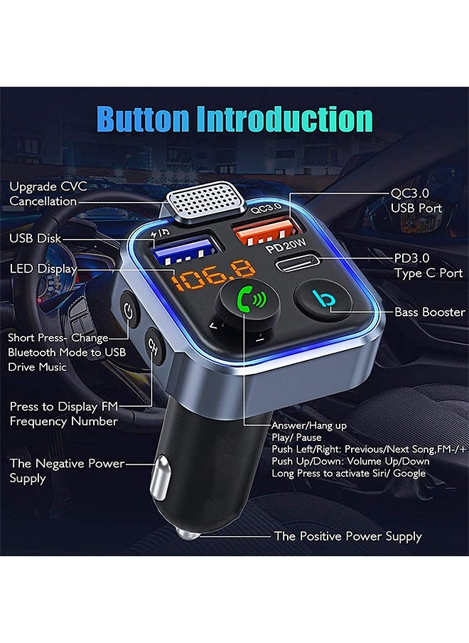 Mi VAZA - Car Bluetooth Adapter - Car Fast Charger - MP3 Music Player - Wireless Radio Adapter- FM Transmitter - Car Kit - Car Accessories - Support USB Disk - Image 1