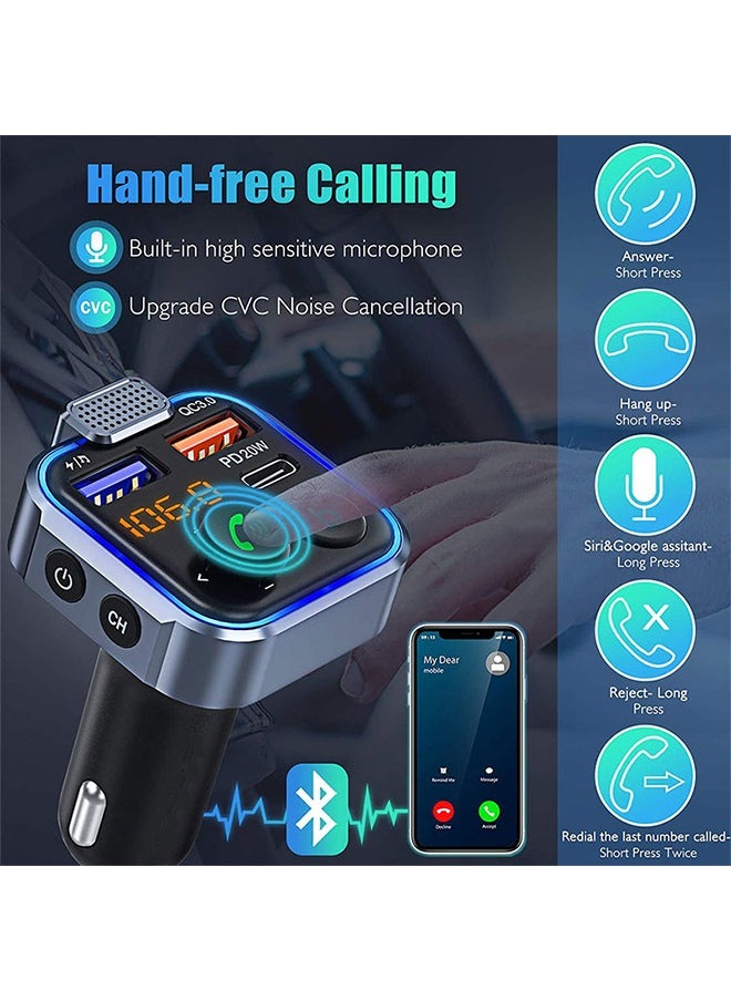 Mi VAZA - Car Bluetooth Adapter - Car Fast Charger - MP3 Music Player - Wireless Radio Adapter- FM Transmitter - Car Kit - Car Accessories - Support USB Disk - Image 1