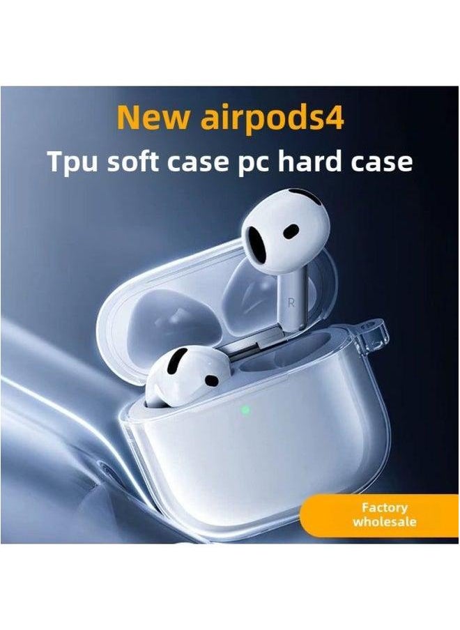 Generic - For Apple Airpods4 Bluetooth Protection PC Hard Shell Transparent Material Headset TPU Soft Set Factory-Color:Airpods 4 Material-noise Reduction Version-with Hanging Ears - Image 1