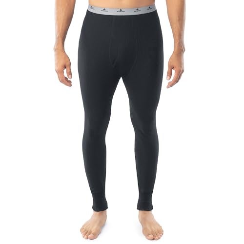 Indera Men's Heavyweight Cotton Waffle Long Johns Thermal Underwear Bottom, Black, X-Large - Image 1