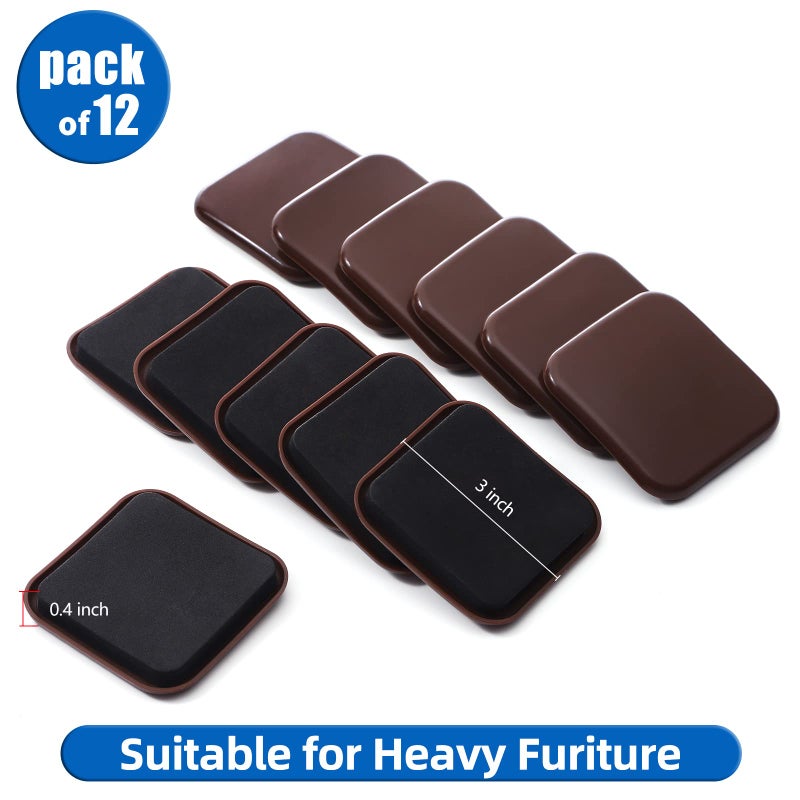 Kayzn Furniture Sliders  12Pcs 3 Inch Square Furniture Moving Kits Carpet Sliders For Moving Furniture  Heavy Duty Furniture Movers - Protect The Carpet Surface  Easily Move Any Items - Image 3
