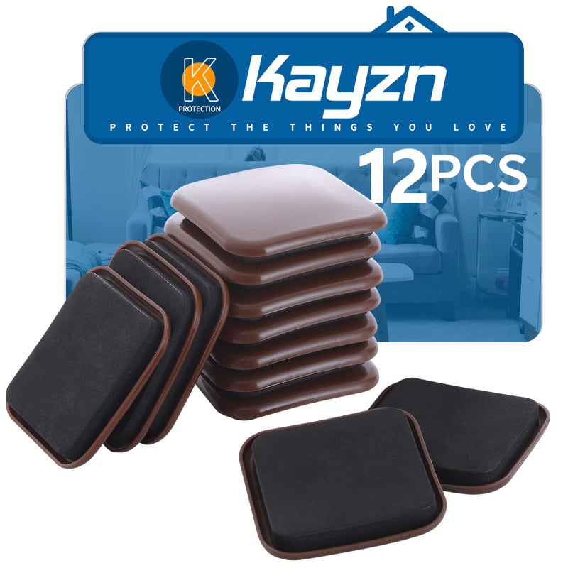 Kayzn Furniture Sliders  12Pcs 3 Inch Square Furniture Moving Kits Carpet Sliders For Moving Furniture  Heavy Duty Furniture Movers - Protect The Carpet Surface  Easily Move Any Items - Image 1