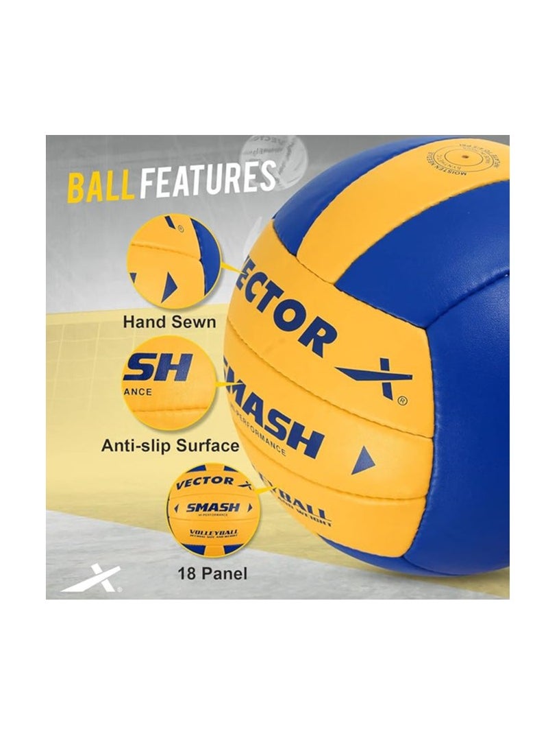 Vector X Soft X Smash Volleyball | Size: 4 | 18 Panels | Material: PU | Bladder Latex | Hand Stitched | Indoor Outdoor Sports | for Beginner, Trainers | Anti Slip Surface - Image 4