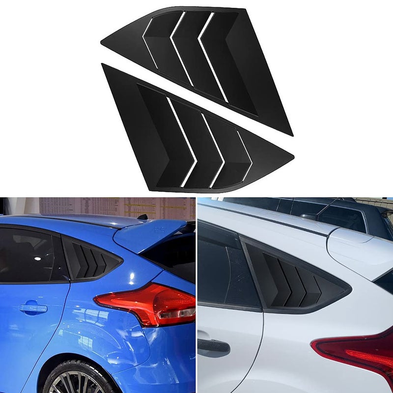 DLOVEG Rear Side Window Louvers Compatible for Ford Focus ST RS MK3 Hatchback Accesories 20122018 Air Vent Scoop Cover Louver Matte Black